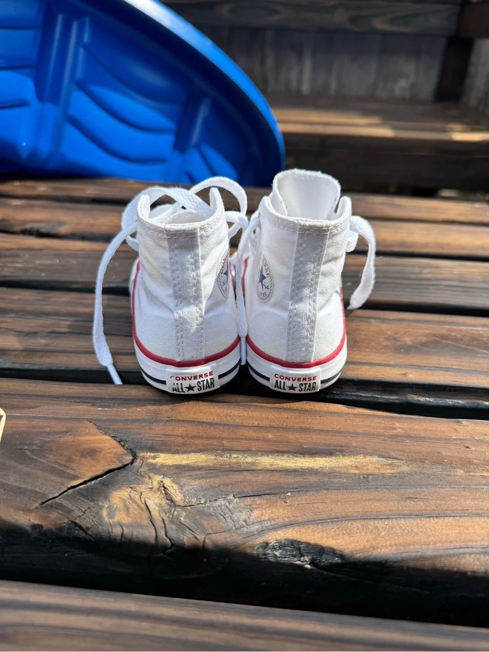White Converse Canvas High-Top Sneakers with Red Trim Toddler 6